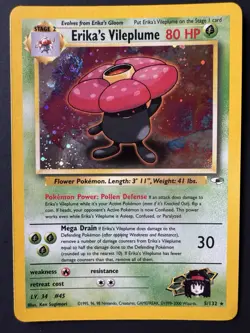 Erika’s Vileplume Holo 5/132 Gym Heroes WOTC Vintage Pokemon Card 2000 ✨SWIRL ✨ - Image 2