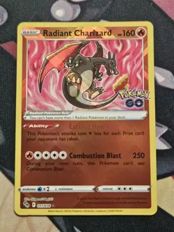 Pokemon TCG Radiant Charizard Holo Rare Card 011/078 Pokemon Go LP - Image 1