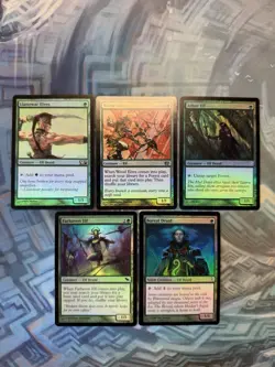 Foil Elves - Boreal Druid Coldsnap Farhaven & Arbor Elf Llanowar & Wood EX+/NM- - Image 1