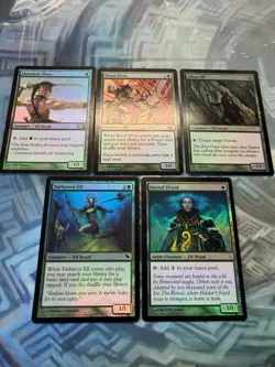 Foil Elves - Boreal Druid Coldsnap Farhaven & Arbor Elf Llanowar & Wood EX+/NM- - Image 2