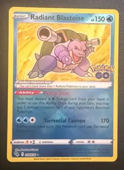 Radiant Blastoise 018/078 Radiant Rare Holo - Pokemon GO NM Etched Shiny - Image 1