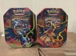 Mega Charizard X and Y Tins Sealed 2026 Set of 2 Pokemon TCG Phantasmal Flames - Image 1