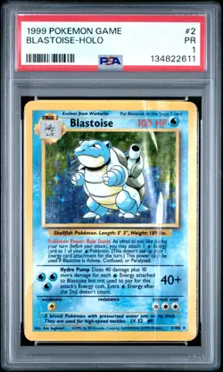 PSA 1 PR 1999 Base Set Blastoise 2/102 Holo Foil Pokemon WOTC Unlimited Rare - Image 1