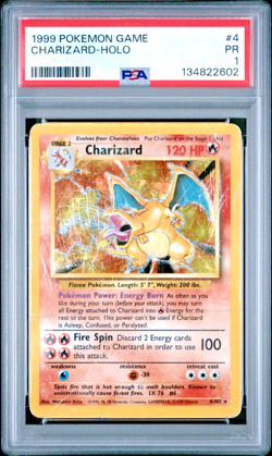 PSA 1 PR 1999 Base Set Charizard 4/102 Holo Foil Pokemon WOTC Unlimited - Image 1