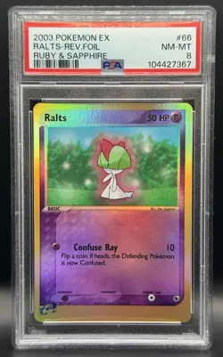 Pokemon TCG PSA 8 Ralts EX Ruby & Sapphire Reverse Holo 66/109 LOW POP - Image 1