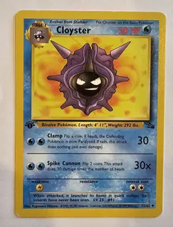 Cloyster 32/62 Fossil 1st Edition - Uncommon WOTC Pokemon Card MP - Image 1