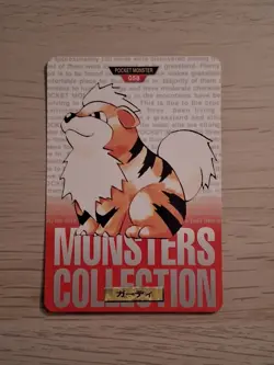 JAPANESE POKEMON GROWLITHE No.058 CARDDASS RED 1996 - Image 1
