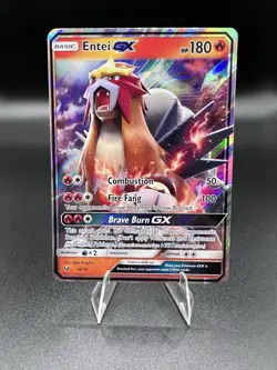 Pokemon TCG Entei GX 10/73 Shining Legends Ultra Rare Holo Card - Image 1