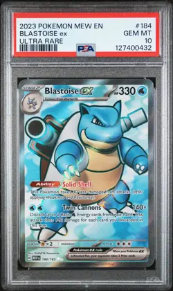 2023 POKEMON MEW EN-151 ULTRA RARE #184 BLASTOISE EX PSA 10 - Image 1