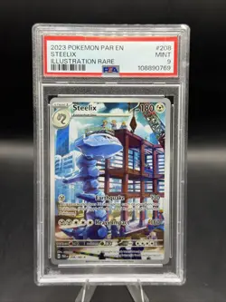 Pokemon 2023 Steelix 208/182 Full Art Illustration Rare Paradox Rift PSA 9 - Image 1