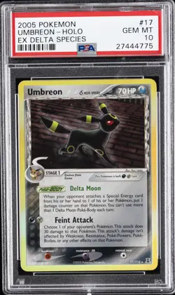 2005 POKEMON EX DELTA SPECIES #17 UMBREON-HOLO PSA 10 - Image 1