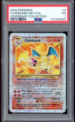 2002 Pokemon Charizard Legendary Collection Reverse Foil Holo #3 PSA 1 POOR - Image 1