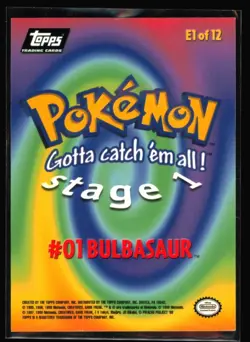 Bulbasaur #E1 Pokemon 1999 Topps Movie Evolution - Image 2