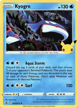 Kyogre 003/025 Celebrations Holo Rare Pokemon TCG NM/Near Mint - Image 1