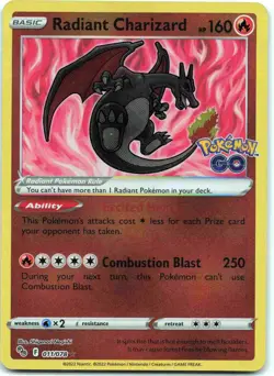 Radiant Charizard Radiant Rare Pokemon GO PGO Fire Holofoil 011/078 NM - Image 1