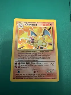 Pokemon Charizard Base Set Holo Rare Stage 2 120 HP Card 4/102 English - Image 1