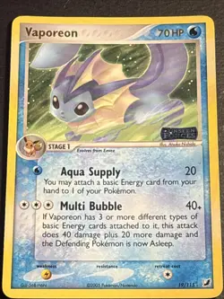 Vaporeon 19/115 Stamped Reverse Holo Foil Card Pokemon TCG Unseen Forces MP - Image 1