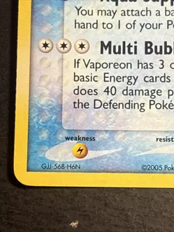 Vaporeon 19/115 Stamped Reverse Holo Foil Card Pokemon TCG Unseen Forces MP - Image 5