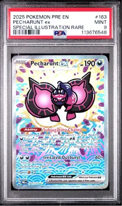 2025 Pokemon Pre EN Pecharunt Ex Special Illustration Rare 163 PSA 9 - Image 1