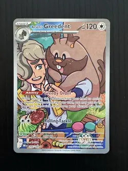 Pokemon TCG Destined Rivals Arven’s Greedent 205/182 Holo Illustration Rare NM - Image 1