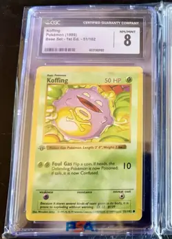 Pokemon TCG Koffing 1st Edition Shadowless Base Set 51/102 CGC 8 Graded - Image 1