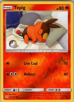 Tepig 31/236 2019 SM Cosmic Eclipse Reverse Holo Common LP - Image 1
