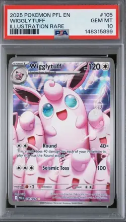 2025 POKEMON PFL EN-PHANTASMAL FLAMES 105 WIGGLYTUFF ILLUSTRATION RARE PSA 10 - Image 1
