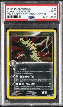 2004 POKEMON EX TEAM ROCKET RETURNS #19 DARK TYRANITAR-REVERSE FOIL PSA 9 - Image 1