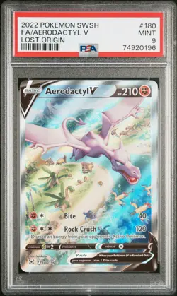 2022 POKEMON SWORD & SHIELD LOST ORIGIN #180 FA/ AERODACTYL V LOST ORIGIN PSA 9 - Image 1