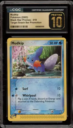 Pokemon Mudkip Target Snack Bar Promotion Black Star Promo #018 CGC 10 Pristine - Image 1