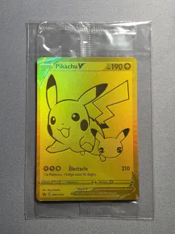 Carte Pokemon Pikachu V GOLD SWSH145 Promo Scelle Neuf FR - Image 1