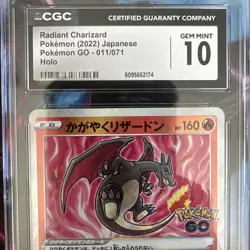 2022 Pokemon Japanese SWSH Pokemon Go #011 Radiant Charizard CGC 10 Gem Mint - Image 3