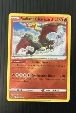 Pokemon TCG Radiant Charizard 020/159 Crown Zenith Radiant Rare NM - Image 1