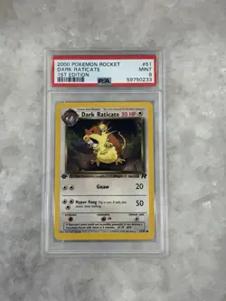 2000 Pokemon Rocket #51 Dark Raticate 1st Edition PSA 9 Mint - Image 1