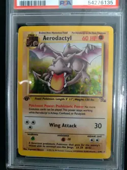 Graded PSA 5 1999 Pokemon Fossil - Aerodactyl - HOLO 1ST Edition #1 - Image 2