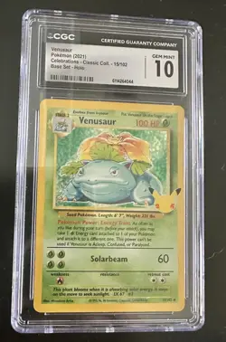 2021 Pokemon Celebrations Classic Coll. 15/102 Venusaur Holo CGC 10 Gem Mint - Image 1