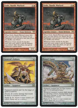 MTG 2X Godo Bandit Warlord + 2X Equipment ~ NM ~ Champions of Kamigawa ~ English - Image 1