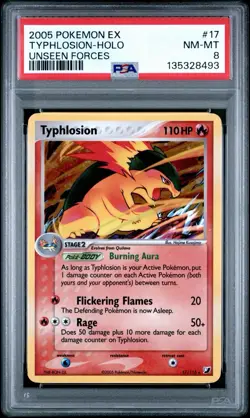 Typhlosion 17/115 EX Unseen Forces Holo Rare Pokemon - PSA 8 NM - MT - Image 1
