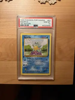 Pokemon 1999 Squirtle 1st Edition Portuguese Base Set #63 PSA 10 - Image 1