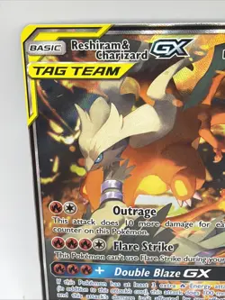 2019 Pokemon Reshiram & Charizard GX SM Black Star Promo SM201 Light-Medium Read - Image 2