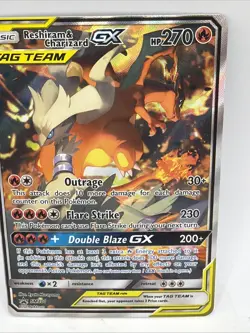 2019 Pokemon Reshiram & Charizard GX SM Black Star Promo SM201 Light-Medium Read - Image 4