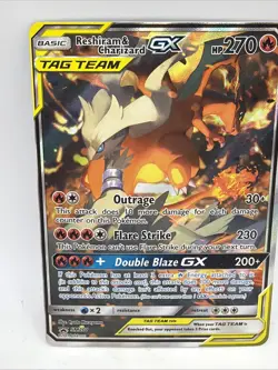 2019 Pokemon Reshiram & Charizard GX SM Black Star Promo SM201 Light-Medium Read - Image 5