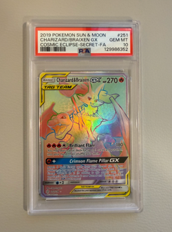 2019 Pokemon Sun & Moon Cosmic Eclipse Full Art/Charizard & Braixen GX PSA 10 - Image 1