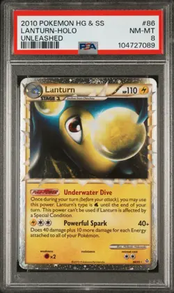 Pokemon TCG 2010 HG&SS Unleashed Lanturn Prime 86/95 Holo - PSA 8 - Image 2