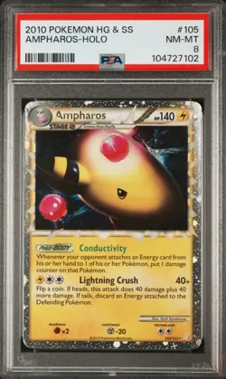 Pokemon TCG 2010 HG&SS Ampharos Prime 105/123 Holo - PSA 8 - Image 2