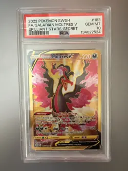 2022 POKEMON SWORD & SHIELD BRILLIANT STARS FULL ART/GALARIAN MOLTRES V PSA 10 - Image 1