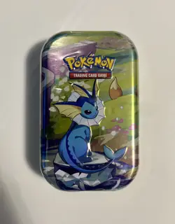 Pokemon TCG Scarlet And Violet Prismatic Evolutions Vaporeon Mini Tin Sealed New - Image 1