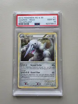 2010 Pokemon Heart Gold Soul Silver Triumphant HGSS Aggron Holo PSA 10 - Image 1