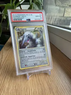 2010 Pokemon Heart Gold Soul Silver Triumphant HGSS Aggron Holo PSA 10 - Image 2