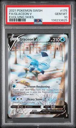 2021 POKEMON SWORD & SHIELD EVOLVING SKIES #175 FULL ART/GLACEON V PSA 10 - Image 1